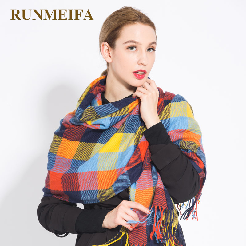 Oversized pashmina kwastjes wintersjaal dames geruite deken sjaal acryl wikkels sjaals kasjmier dames foulard femme sjaals