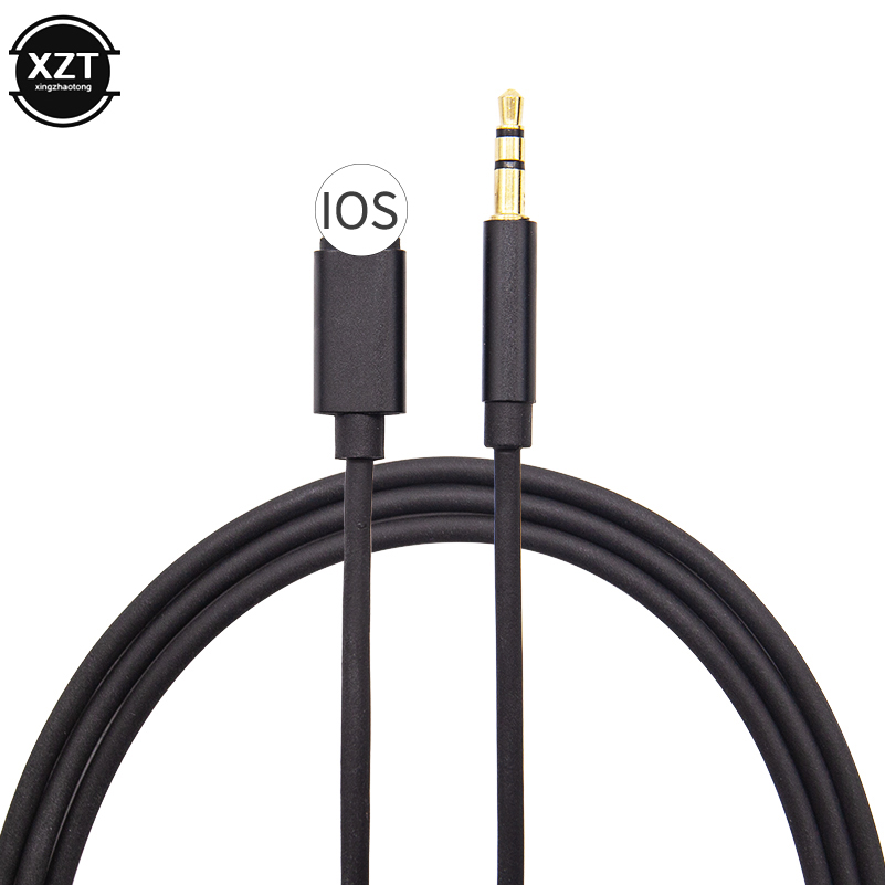 Für Blitz auf 3,5mm Buchse Auto-Audio-Kabel für iPhone 14 13 12 7 8 x Adapter Audio-Übertragung Stecker auf Stecker Aux-Kabel 1m Kopfhörer: Black