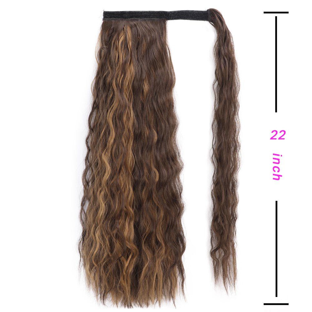 Cola de Caballo de maíz largo rizado de 22 ", degradado/Cola de Caballo sintética pura, envoltura alrededor de pasta mágica, Coleta, Clip en el pelo: 8H-27