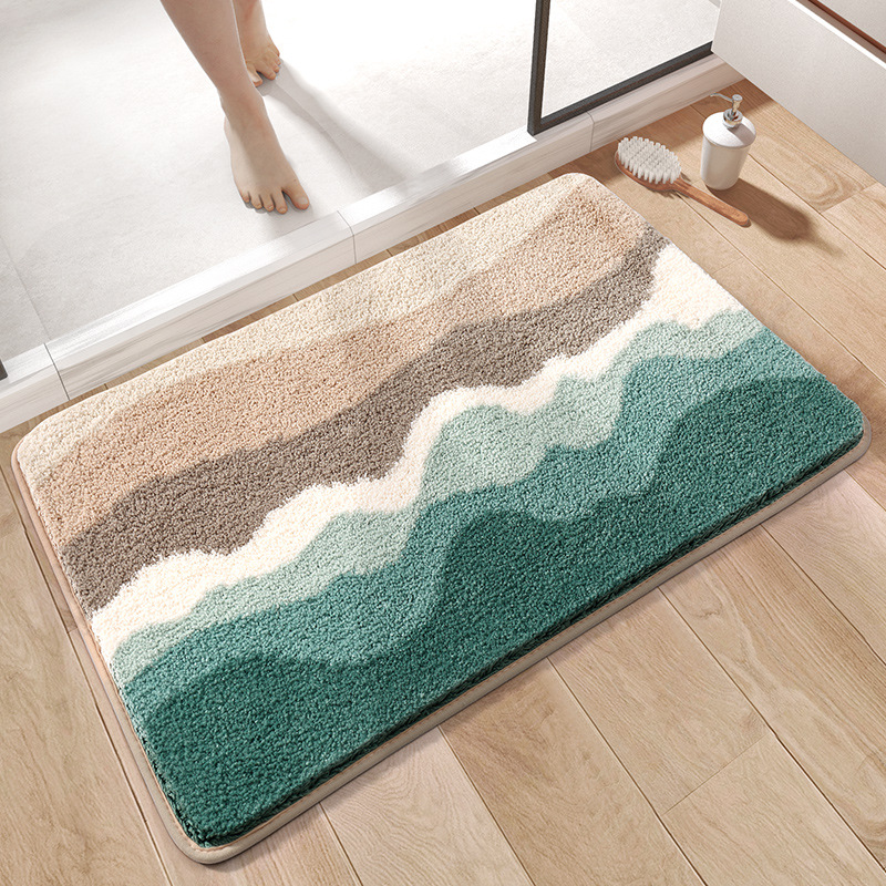 Quick Dry Absorbent Bath Rug Non Slip Soft Cloud Comfort Anti Shedding TPR Backing Lock Fiber Tech No Lint Fluffy Bathroom Mat