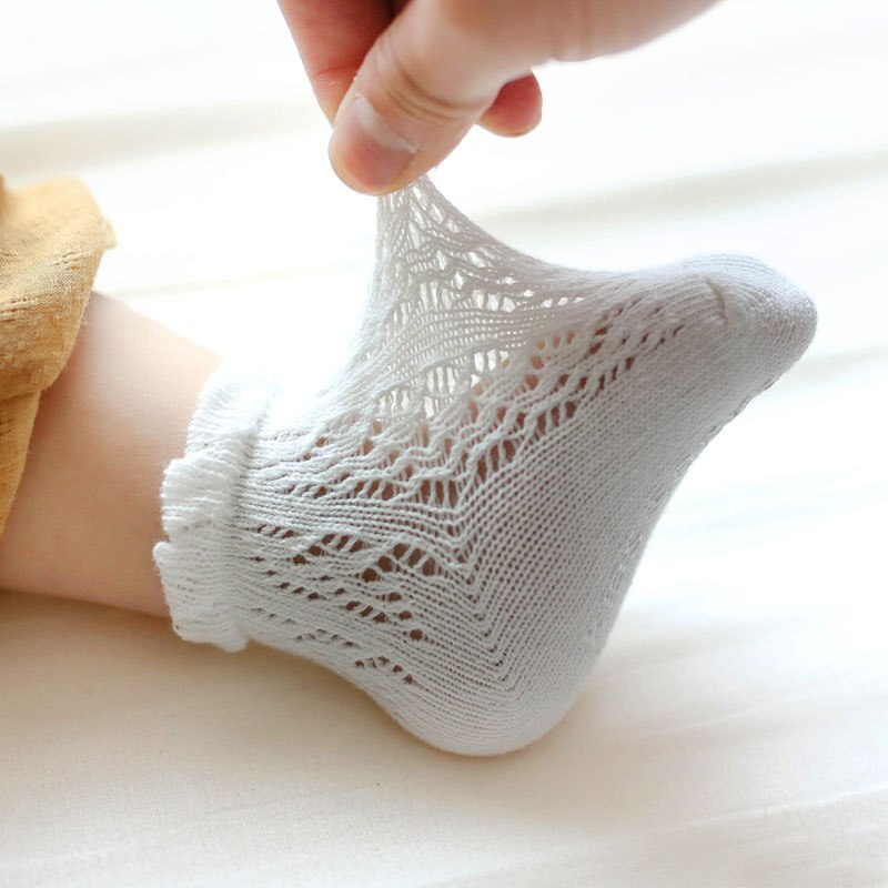 Calcetines huecos de estilo español para niños y niñas, medias antideslizantes de Color sólido, sin mangas, para Primavera, 3 par/lote, novedad de