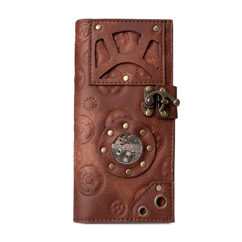 Men Wallet Punk Style Gear Purses Vintage Steampunk Rivets Mens Wallet Card Holders Vintage Movement Table Purse