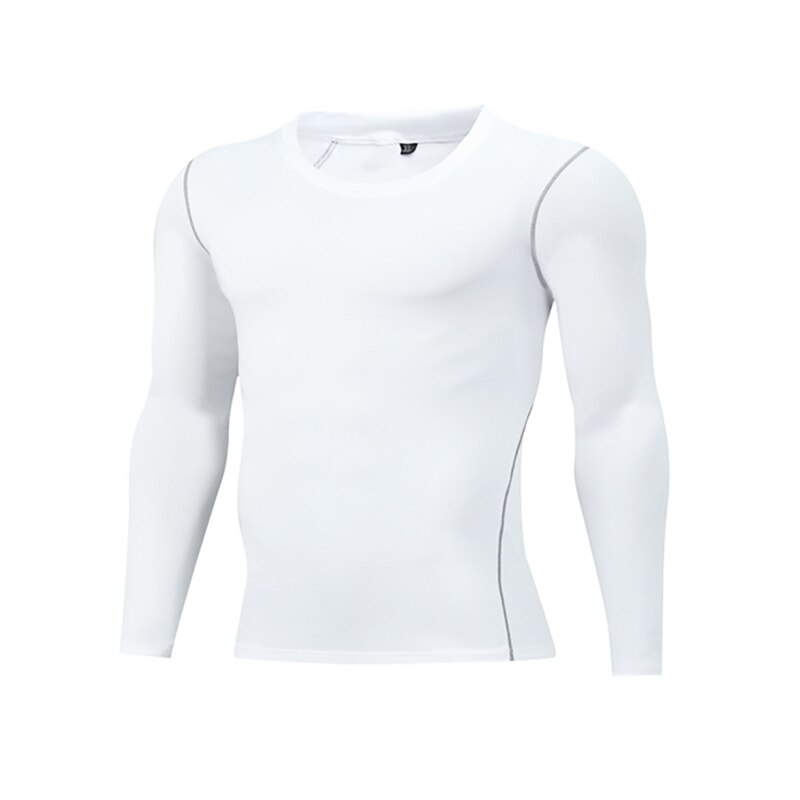 Men's Long Sleeve Running T-Shirt - Quick Dry UV Protection Fitness Top: L / White