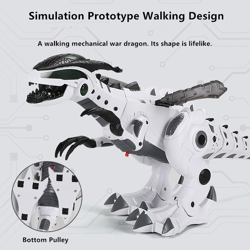 Simulación de prototipo de atomización dinosaurio Robot Múltiples articulaciones móviles Bionic caminar luz LED bonita ala cola realista juguete de los niños
