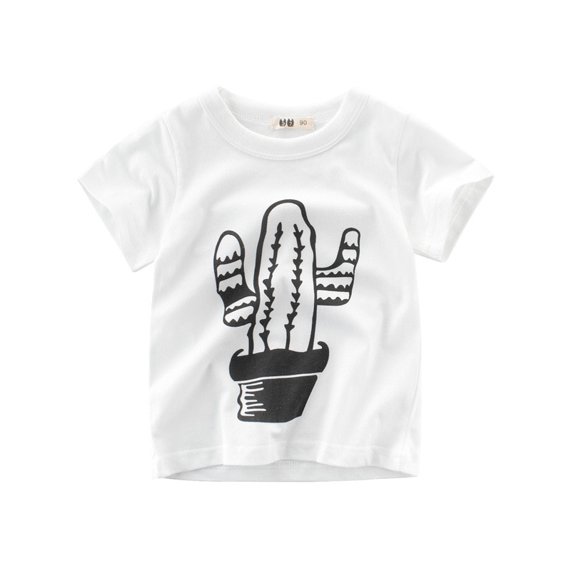 Kinderen Zomer Kleding 1-10T Jongen Top Korte Mouwen Cartoon Leuke Cactus Patroon Wilde Mode Top Baby Kids kleding