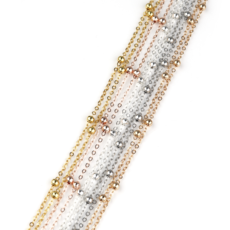 10 metros/rollo de cadena cruzada con cuentas de Metal, cuentas de 4mm, cadenas planas O para hacer joyería DIY, collares, pulseras, tobilleras, accesorios