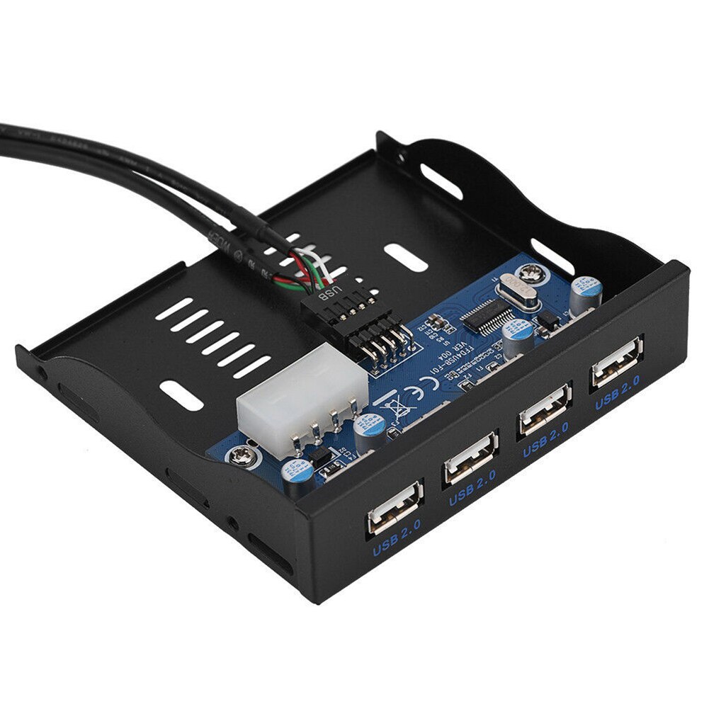 Desktop Cable PC Hub Adapter 9 Pin Front Panel Computer Bracket With Screws Floppy Bay Internal Media Dashboard 4 Port USB 2.0