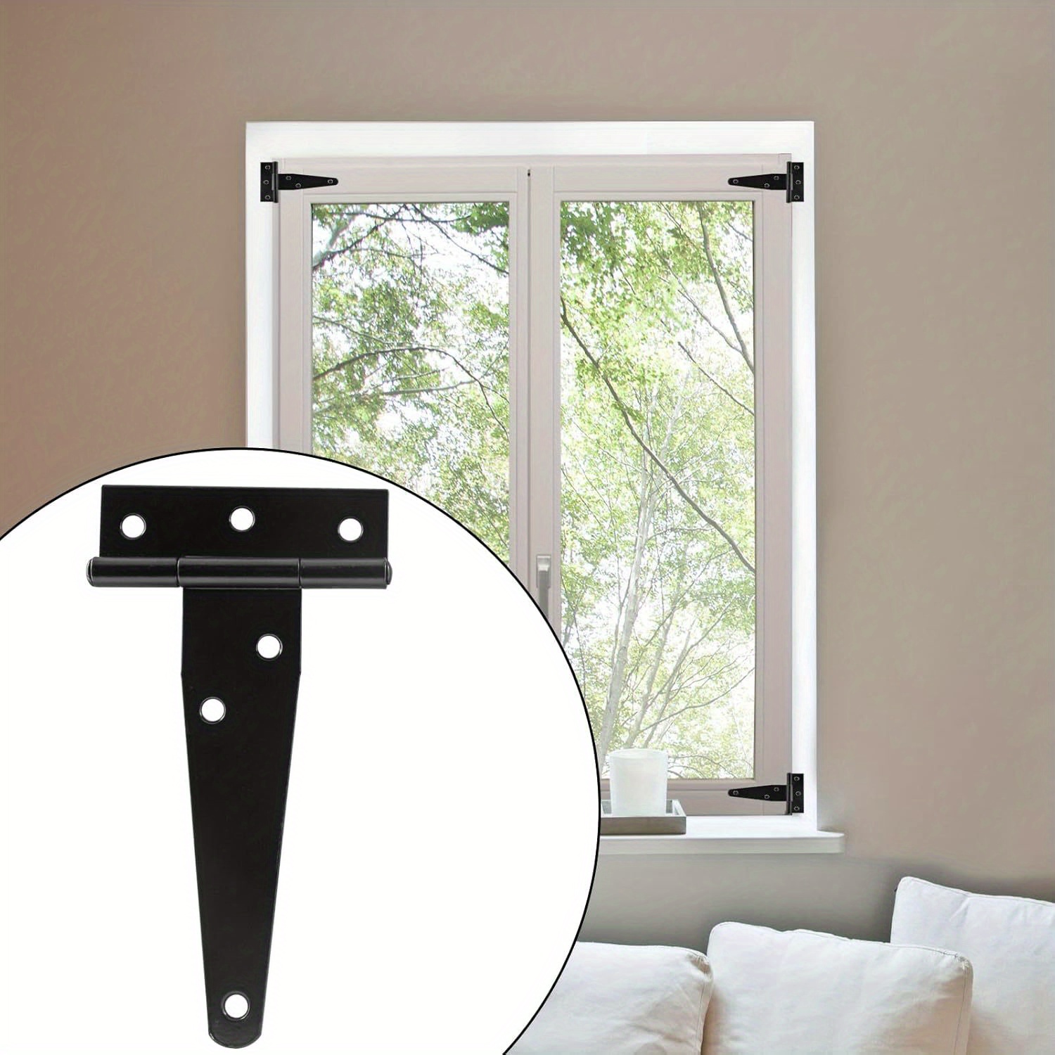 4 stuks zware t-band deurscharnieren, roestvrij smeedijzeren, roestvrije kastscharnieren voor kledingkasten, meubeldeuren.