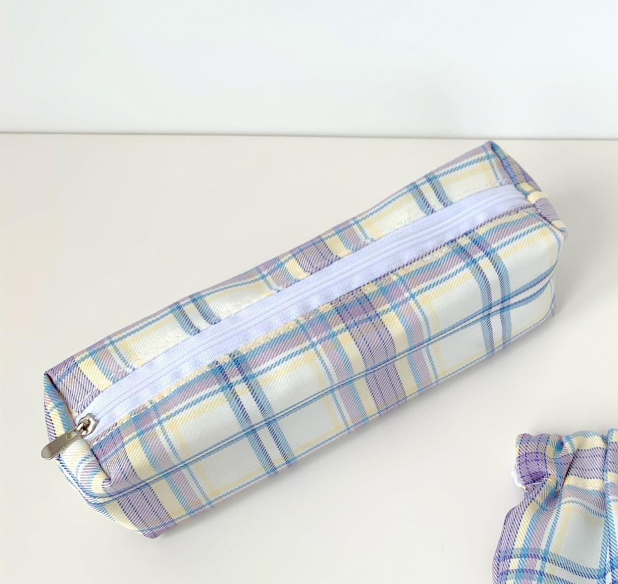 Portamonete Vintage giapponese semplice Mini Plaid retrò Plaid carino Mini custodia per ragazze borsa per donna Mini astuccio a contrasto: Purple Plaid 2