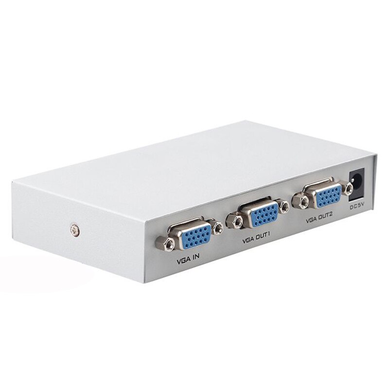 2 Port VGA Splitter 150MHz HD 1920X1440 KVM Switch Video Signal Monitor Amplifier Black 25 Meters Stackable Steel Housing