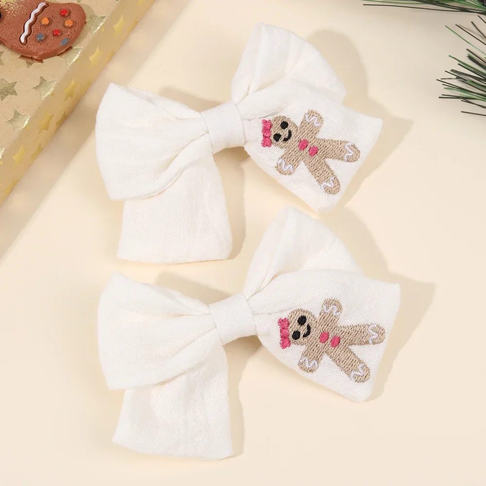Oaoleer, 2 uds., pinzas para el cabello con lazos bordados para niñas, horquillas con lazo de alce y girasol, pasadores para niños, accesorios coreanos para el cabello: Gris