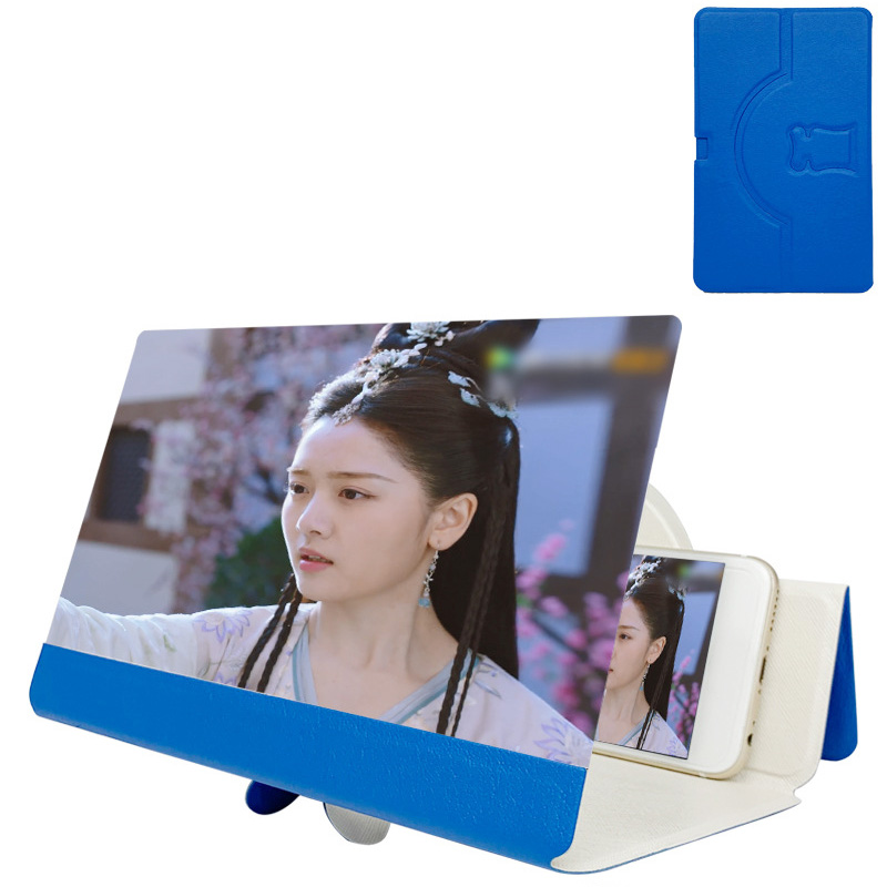 Ultra HD mobile phone amplifier Folding Mobile Phone 5D HD Screen Magnifier Screen Amplifier Stand Bracket: blue