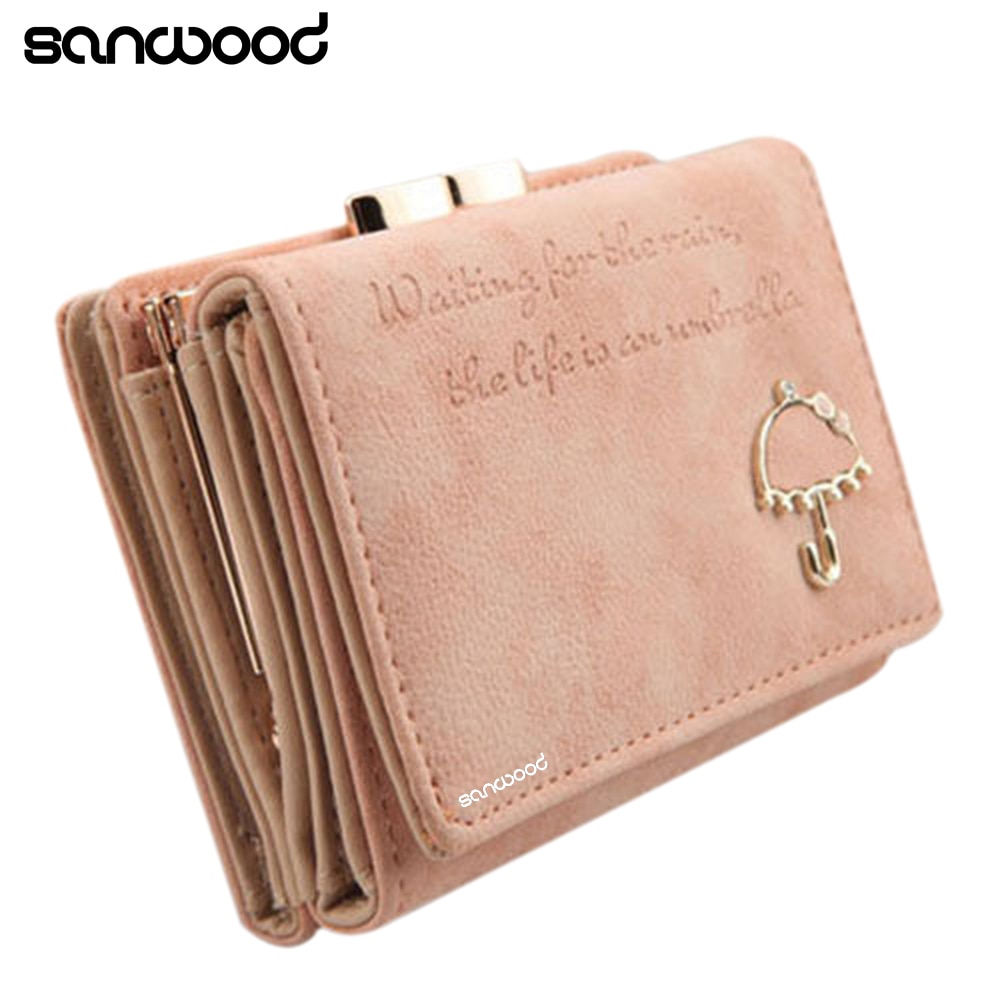 Kvinnor paraply konstläder myntväska koppling korthållare kort trippel plånbok