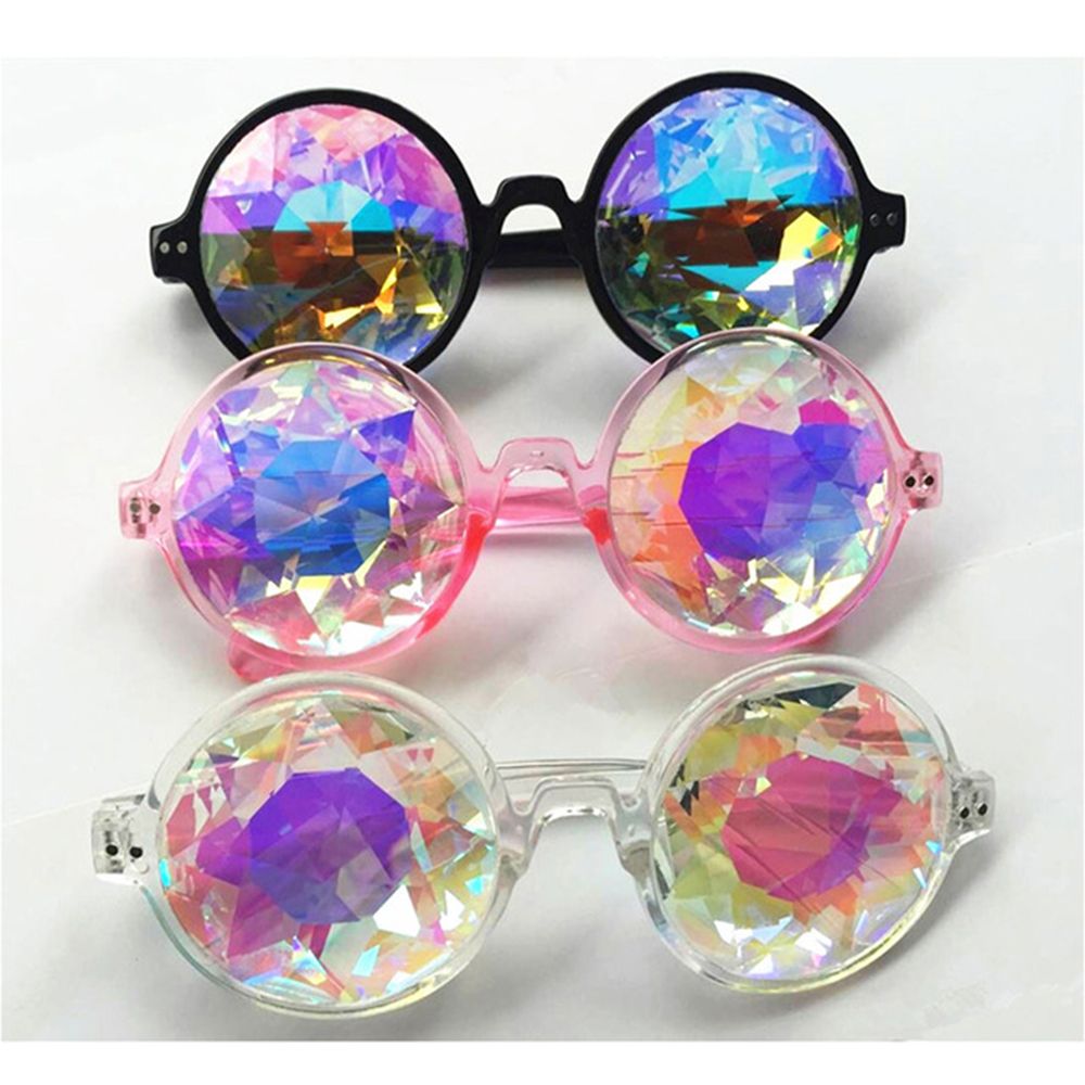 Gafas de sol redondas y transparentes para hombre y mujer, caleidoscopio, lentes de cristal para , Rave, de Reina, 1 par