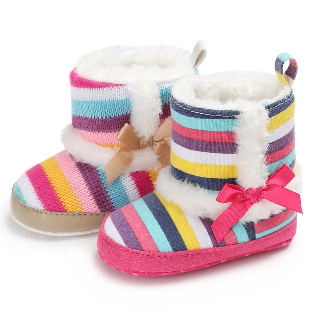 Regenbogen Streifen Baby Stiefel Farbe Streifen Baby Kleinkind Woll Stiefel Baumwolle Stiefel