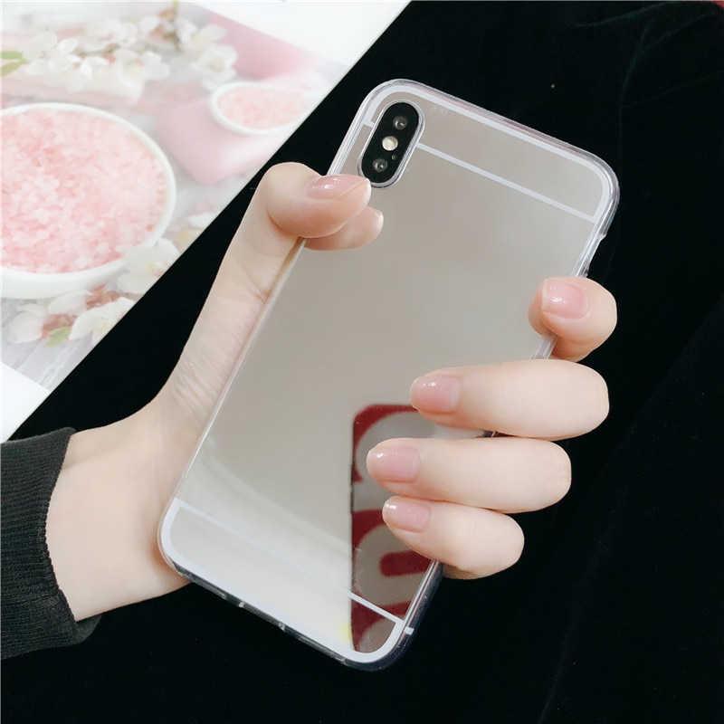 Luxury Mirror Case For Oppo A1k Cases Silicon Hard PC Protective Phone Bumper Realme 3 Pro Realme 5 Realme C2 Cover Coque Fundas: For Oppo A1k / Silver Case