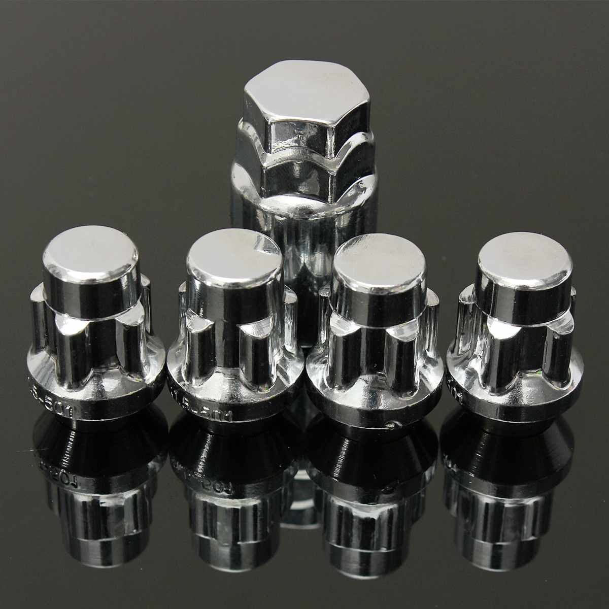 Chrome 4 Locking + 1 Key Wheel Nuts M12x1.5mm 60 Degree Tapered Locking Alloy Wheel Anti-theft Nuts Bolts