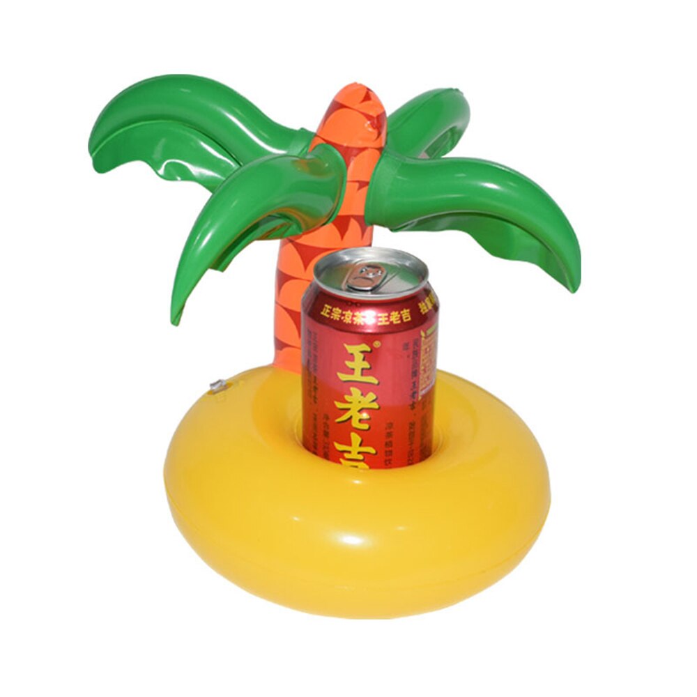 6 stilarter mini flydende kop oppustelige sjove legetøj kokosnød træ / gul and / pinapplecup holder swimmingpool flåder drikke indehavere: 02