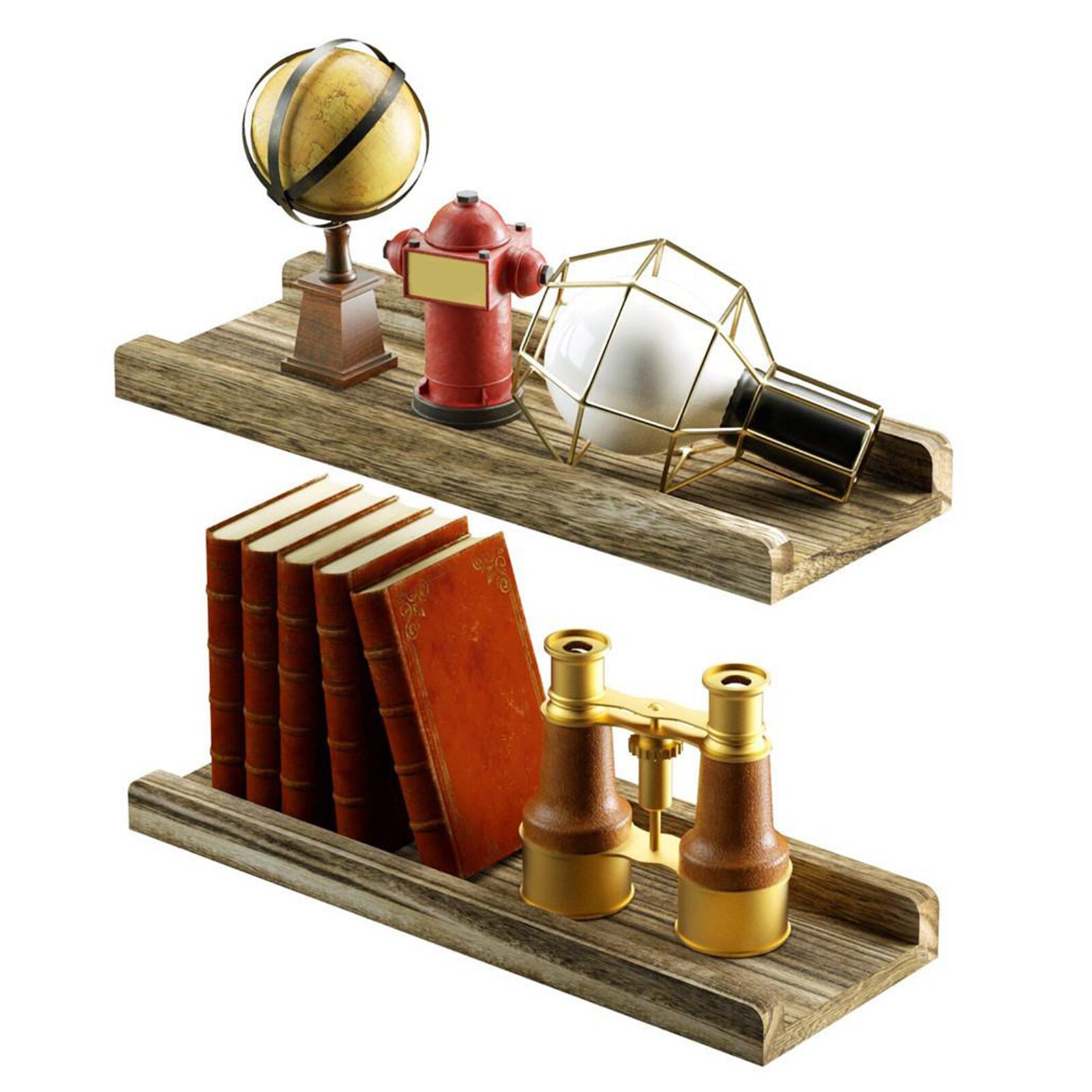 2x Floating Shelves for Wall Mounted,Modern Rustic All Wood Wall Shelves for Bedroom, Bathroom, Family Room, Kitchen