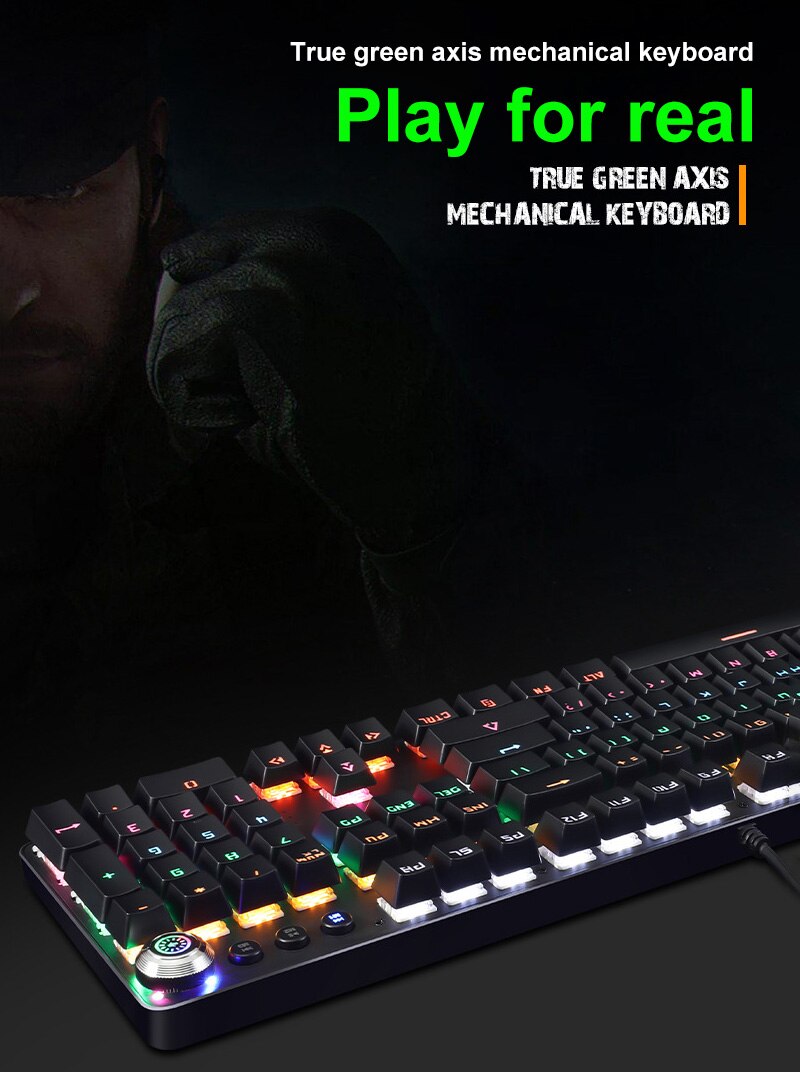 104 Keys USB Wired Gaming Keyboard Mechanical Keyboard Ultra-slim Wired Illuminated Gaming Keyboard For Windows