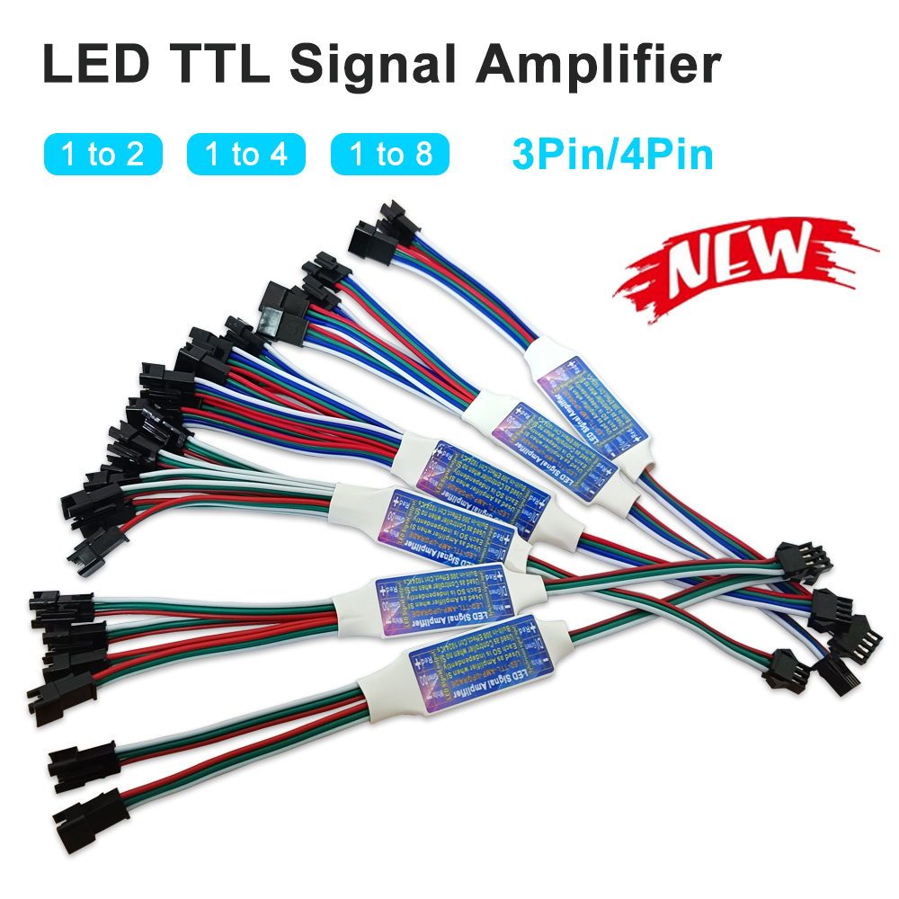 LED TTL Signal Amplifier Repeater Controller 2 In 1 For WS2812B WS2811 WS2813 WS2815 SK6812 3Pin 4Pin RGB Addressable LED Strip