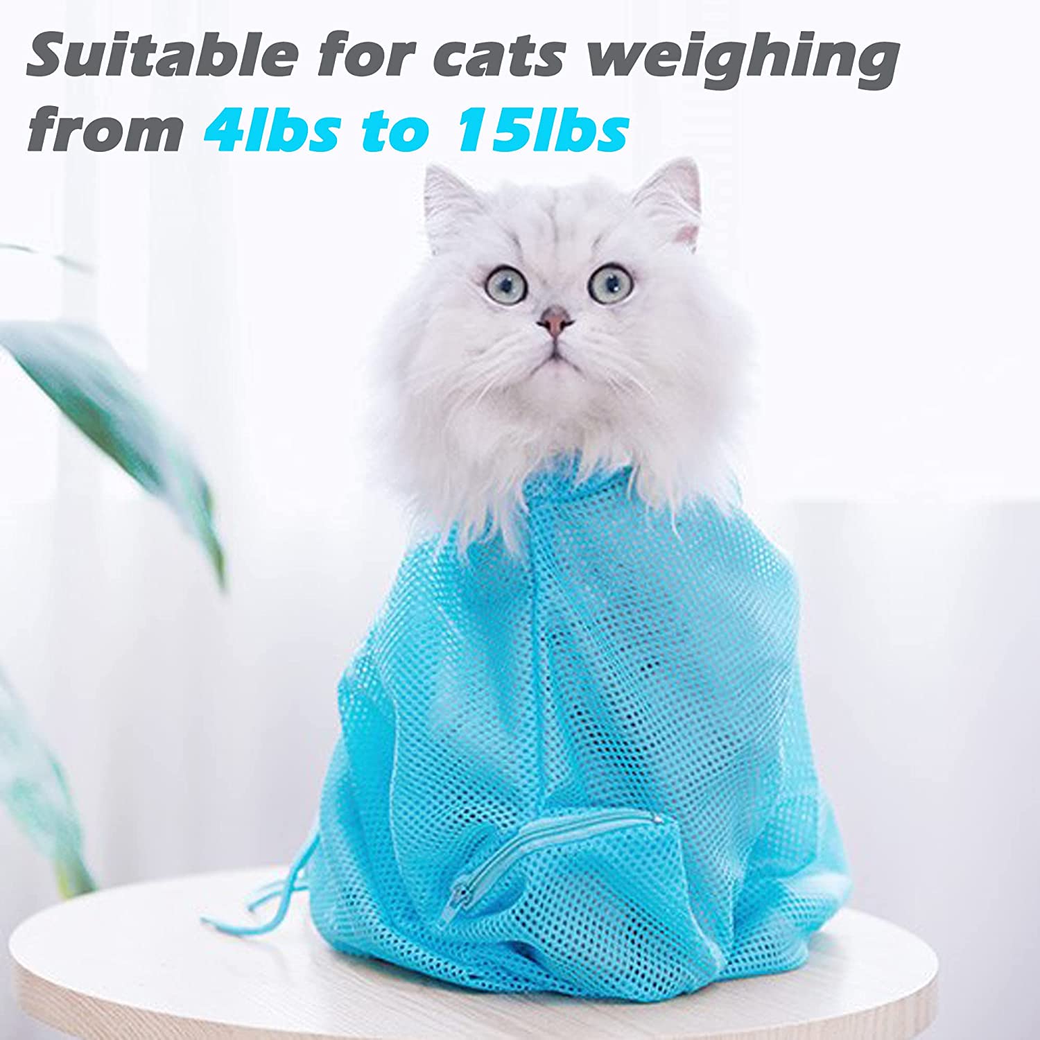 Upgrade Cat Grooming Bag Bathing Shower Mesh Bag Adjustable Breathable Polyester Anti-Bite Anti-Scratch Cat Restraint Bath Bag