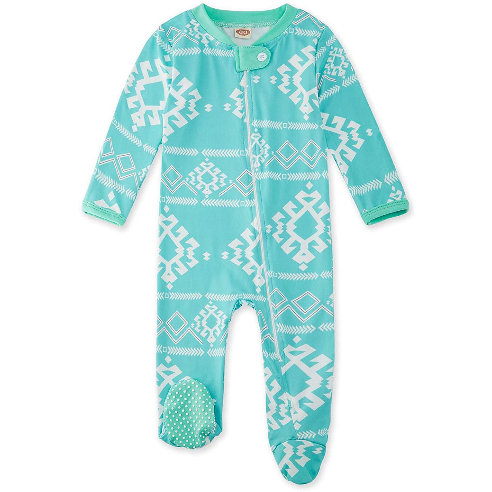 Kleinkind Baby Junge Mädchen Raute Drucken Schlafanzug Baby Mädchen Langarm Schläfer Reißverschluss Trittspielanzug Gesamt Baby Kleidung