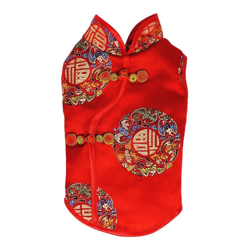Chinese Year Dog Clothes Tang Suit Cat Chinoiserie Cheongsam Red Clothes Chinese Costume Pet Clothes: S / Scarlet