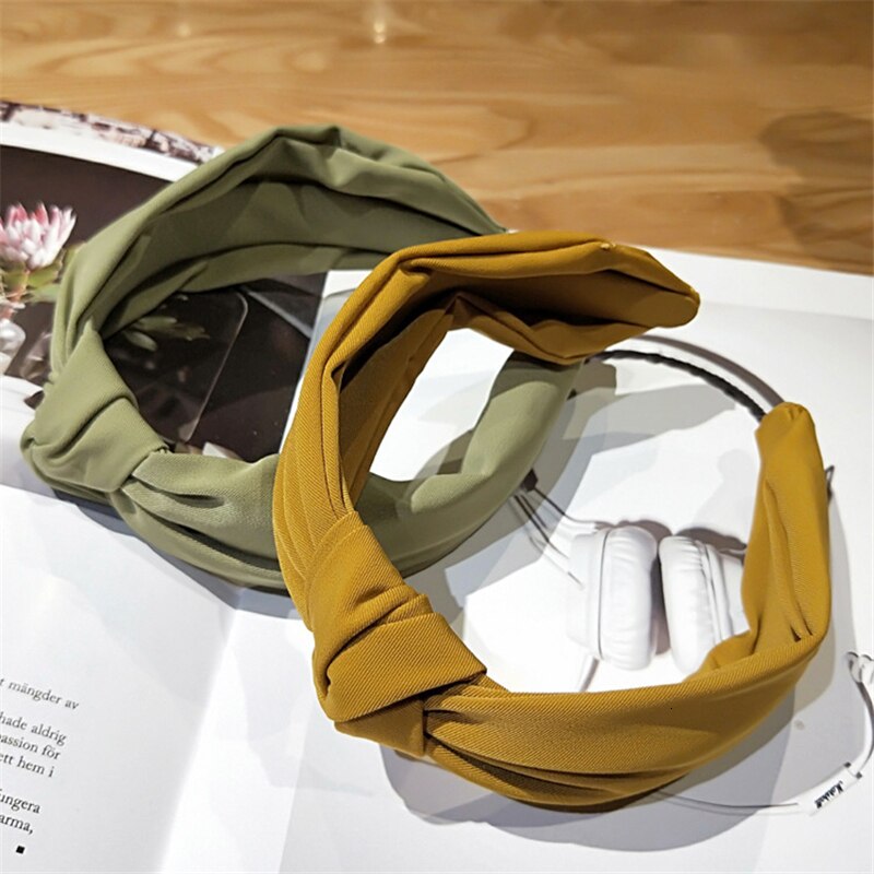 Solid Color Cloth Headband Cross Hair Band for Women Wide Plastic Hair Hoop Lady Turban Bezel Hair Bands Girls Hair Accessories