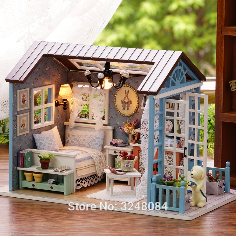 NETTE ZIMMER 1 Set Handgemachte Puppenhaus Möbel Miniatura Diy Puppe Haus Miniatur Puppenhaus Holz Spielzeug Für Kinder Geburtstag