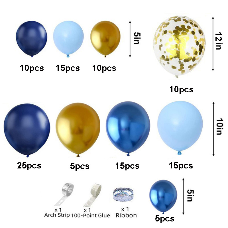 Navy Blue Gold Balloons Garland Kit Gold Confetti Kids Boys Adult Balloon Arch Birthday Baby Shower Wedding Party Decorations