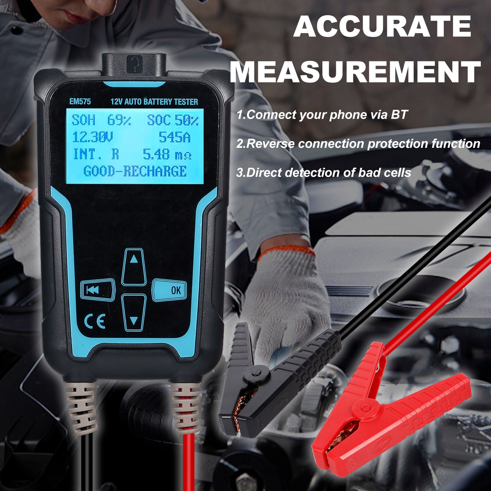 12V-24V Car Battery Tester Analyzer 100-2200 CCA Automotive Load Battery Tester Digital Analyzer Bad Cell Test Tool