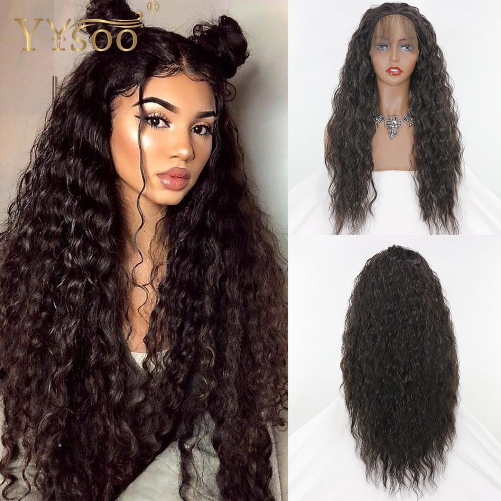 YYsoo Long Black Synthetic Lace Front Wig for Blac... Grandado