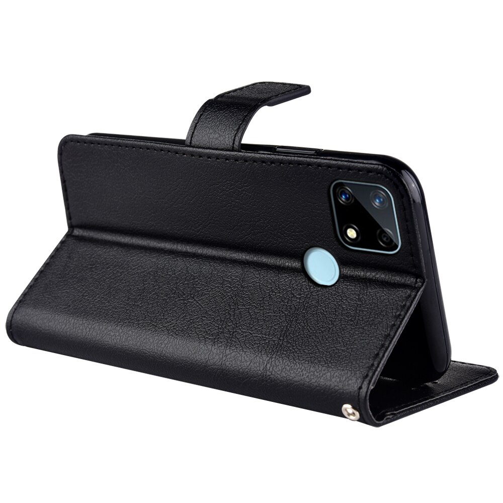 Flip Wallet PU Leather Case For Realme C12 C 12 RMX2189 Funda Stand Business Phone Holster Stripe Protect Cover