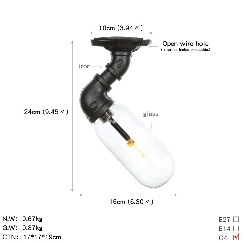 Retro Industrie Decke Licht Vintage Schwarz Wasser rohr Lampe sind Glas lampenschirm Lampen wohnzimmer schlafzimmer Lichter Hause Licht: 3