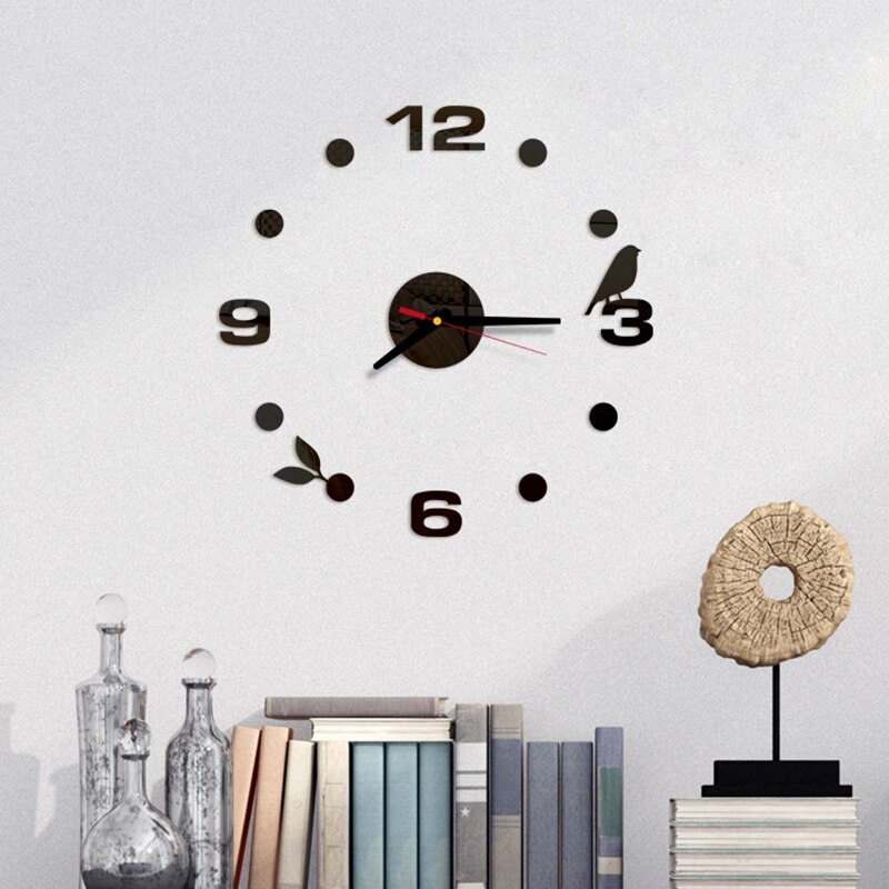DIY Wall Clock 3D Mute Mirror Stickers Self-Adhesive For Living Room Office Decoration Modern Quartz Needle Hanging Clock