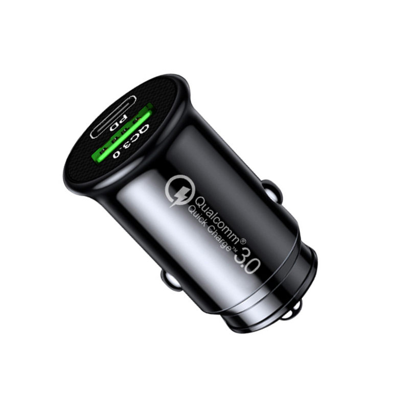 QC 3,0 Auto Ladegerät Schnelle Ladung Weiß Schwarz Mini bilden Auto Leichter Slot PD 20W USB Typ C Ladung praktisch: Schwarz