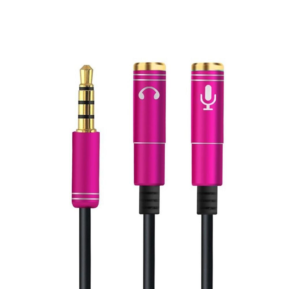 MeterMall in 1 3.5mm Hoofdtelefoon Mic Audio Y Splitter Kabel Male naar Dual Vrouwelijke Converter Adapter: Rose Red