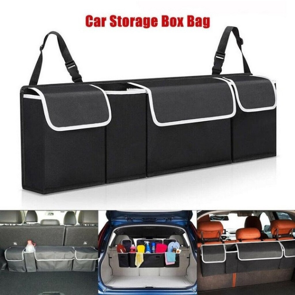Car Trunk Organizer Adjustable Backseat Storage Bag Net Oxford Automobile Seat Back Bag Organizers Car Interior Accessories