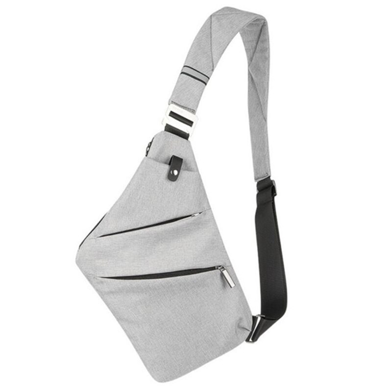 Osoce Men Nylon Crossbody Shoulder Chest Thin Sling Casual Bag Satchel: Gray