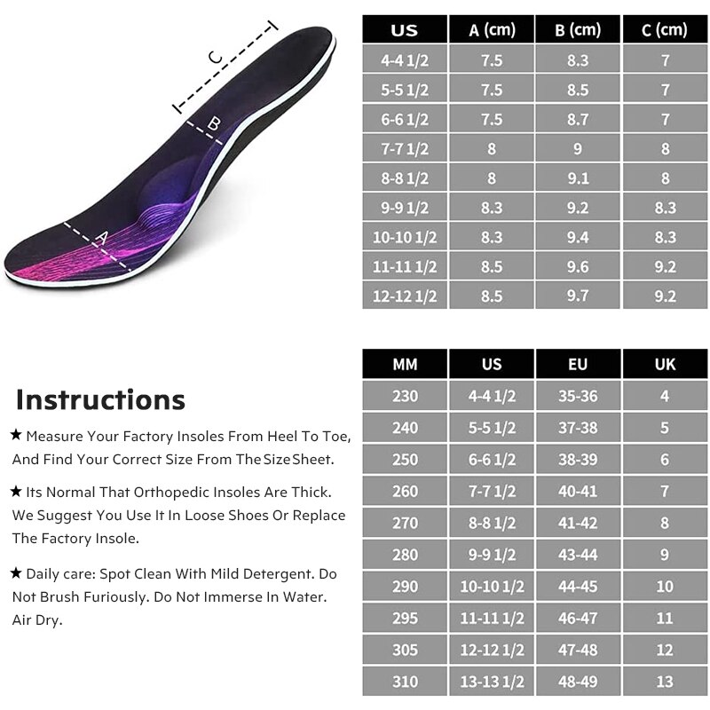 3 angni ortotiske innleggssåler for sko buestøtte flate føtter skopute kvinner menn ortopedisk fotpleie for plantar fasciitis innleggssåler