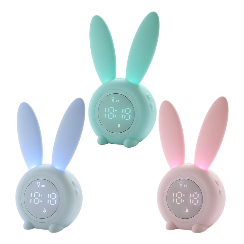 Bunny Kids Alarm Clock, Children's Sleep Trainer Clock, Night Light for Kids