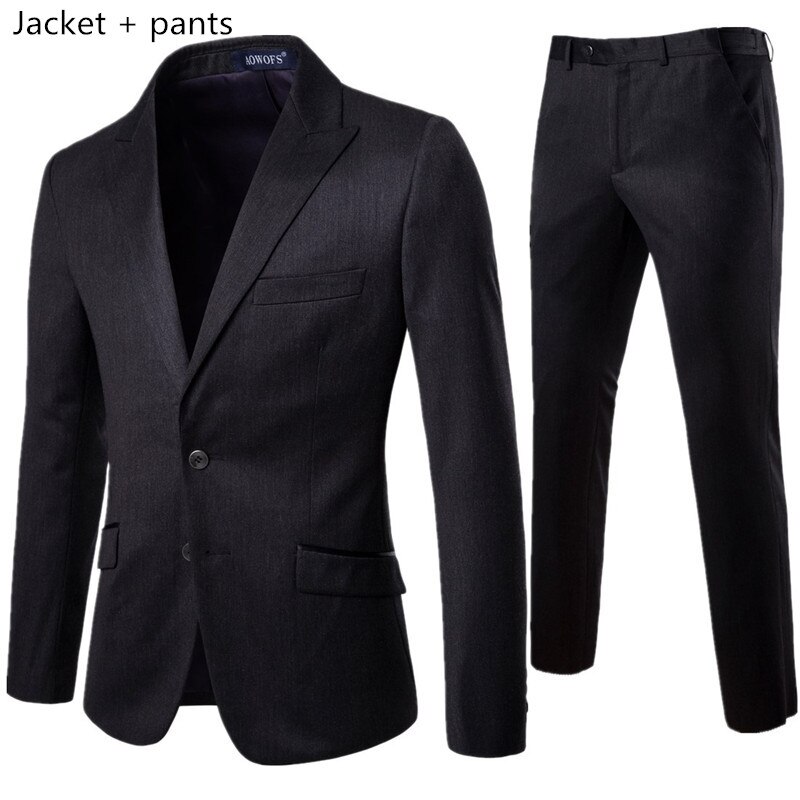 Men's Business 2 Pieces Suits Sets / Male High End Groom Wedding Dress Blazers Jacket Coat Pants Trousers: S for 41-46 kg