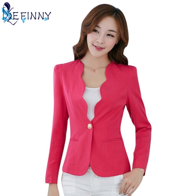 Female Formal Solid Color Single Button Slim Office Business Suit Casual Jacket Women Coat Outwear