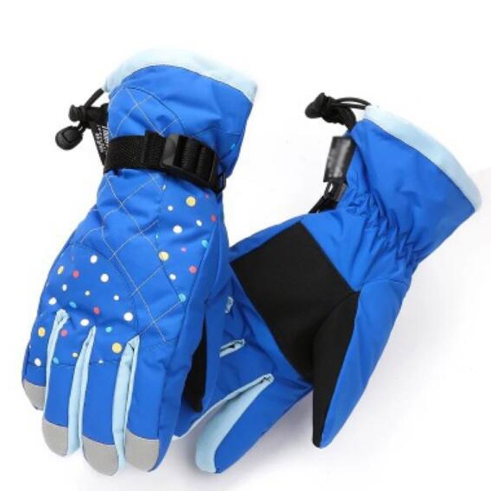 Inverno à prova dwindproof água à prova de vento luvas de neve esqui quente dedo cheio luvas de esqui para a motocicleta ao ar livre ciclismo crianças: royal blue