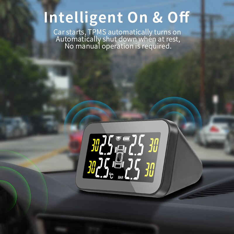 Jansite Tpms Grote Scherm Auto Bandenspanningscontrolesysteem Solar Power Auto Security Alarm 0.5-6Bar Tpms Sensor Voor sedan Auto