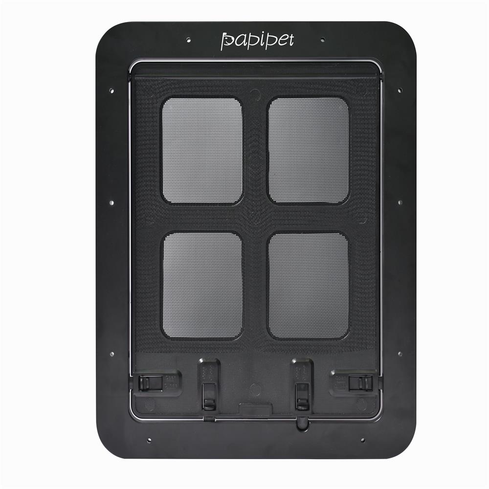 Papipet Safe Lockable Magnetic Screen Dog Door Cats Window Gate For Small Dog and Cat Pretty Pattern Easy Install: Black / 9.4X7.5 inch