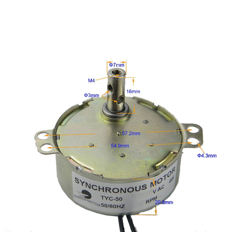 CHANCS TYC-50 Small Synchronous Electric Motor AC 110V 2.5-3RPM CCW Torque 8Kg.cm Gear Motor