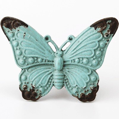 Mediterranen Stil Einzigen See Schmetterling Griff retro Kleiderschrank Katze Schwanz Doppel See Griff und Knopf Schublade Zauberstab Montiert Knopf: Blau Single Loch