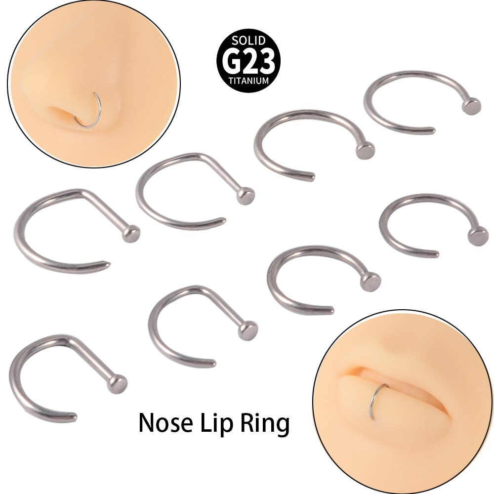 1pc g23 titanium c form næse læbe ring ringe piercing d-form næsebor næse stud krop smykker 20g